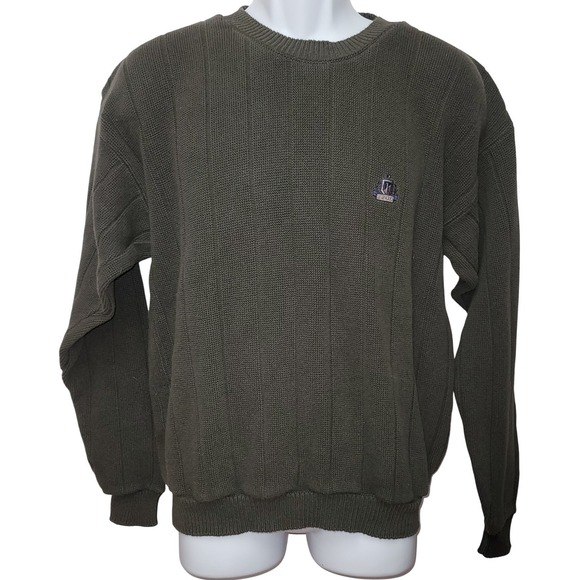 Izod Other - Vintage IZOD Men's Crewneck Moss Green Cotton Sweater M Preppy Academia Golf 90s